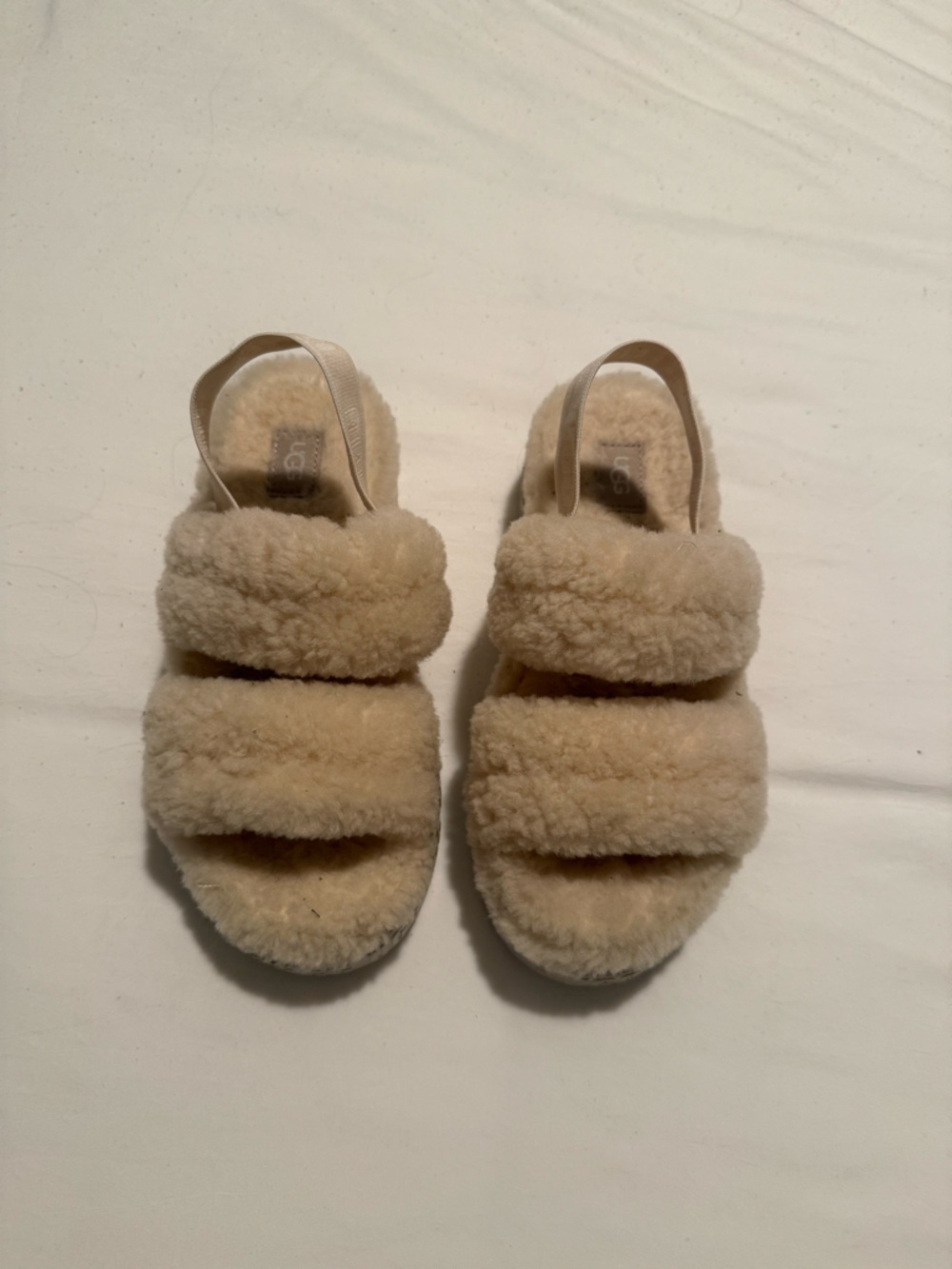 UGG Cream Platform Strap Slippers